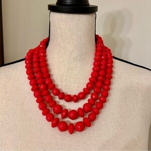 Sugarfix Vibrant Red Multi-Strand Beaded Necklace